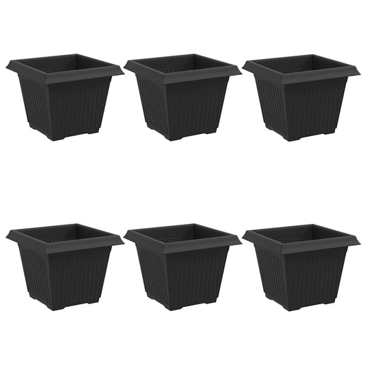 vidaXL Τετράγωνη Γλάστρα για Λουλούδια 6 pcs Μαύρο 33 x 33 x 26 εκ