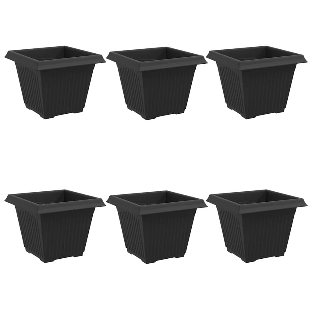 vidaXL Τετράγωνη Γλάστρα για Λουλούδια 6 pcs Μαύρο 38 x 38 x 30 εκ