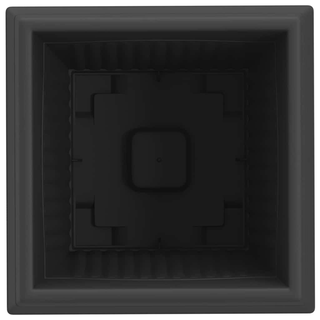 vidaXL Τετράγωνη Γλάστρα για Λουλούδια 6 pcs Μαύρο 38 x 38 x 30 εκ