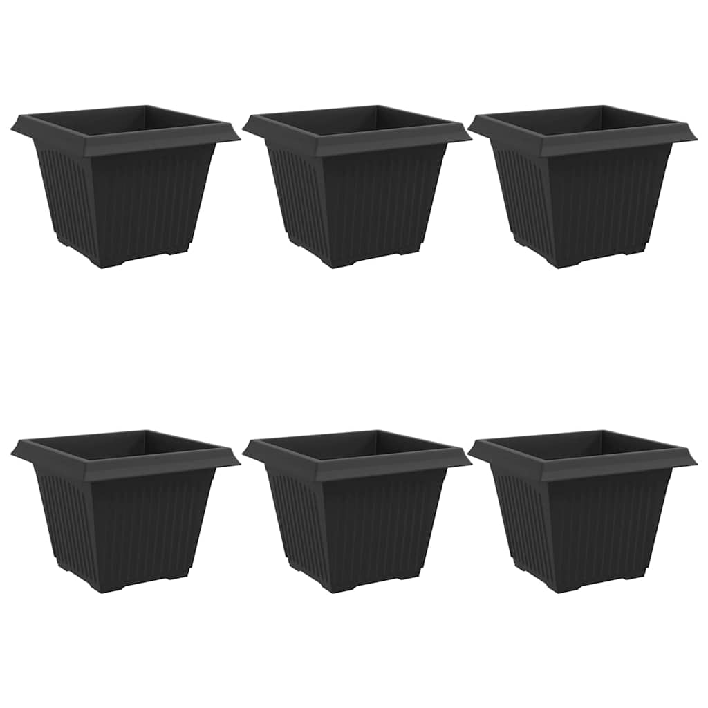 vidaXL Τετράγωνη Γλάστρα για Λουλούδια 6 pcs Μαύρο 43 x 43 x 33,5 εκ