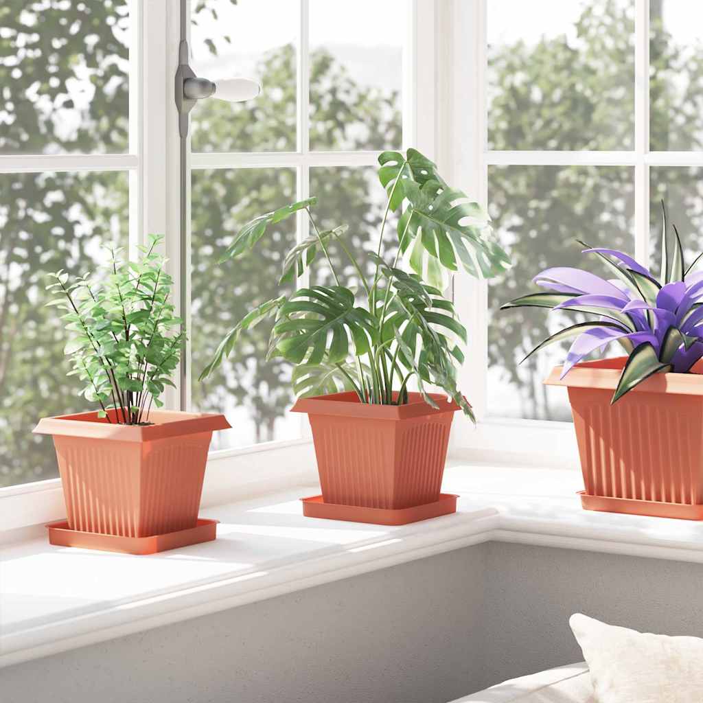 vidaXL Τετράγωνη Γλάστρα για Λουλούδια 24 pcs Κεραμιδί