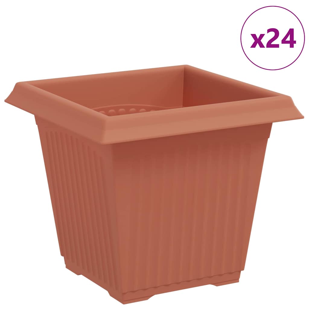 vidaXL Τετράγωνη Γλάστρα για Λουλούδια 24 pcs Κεραμιδί