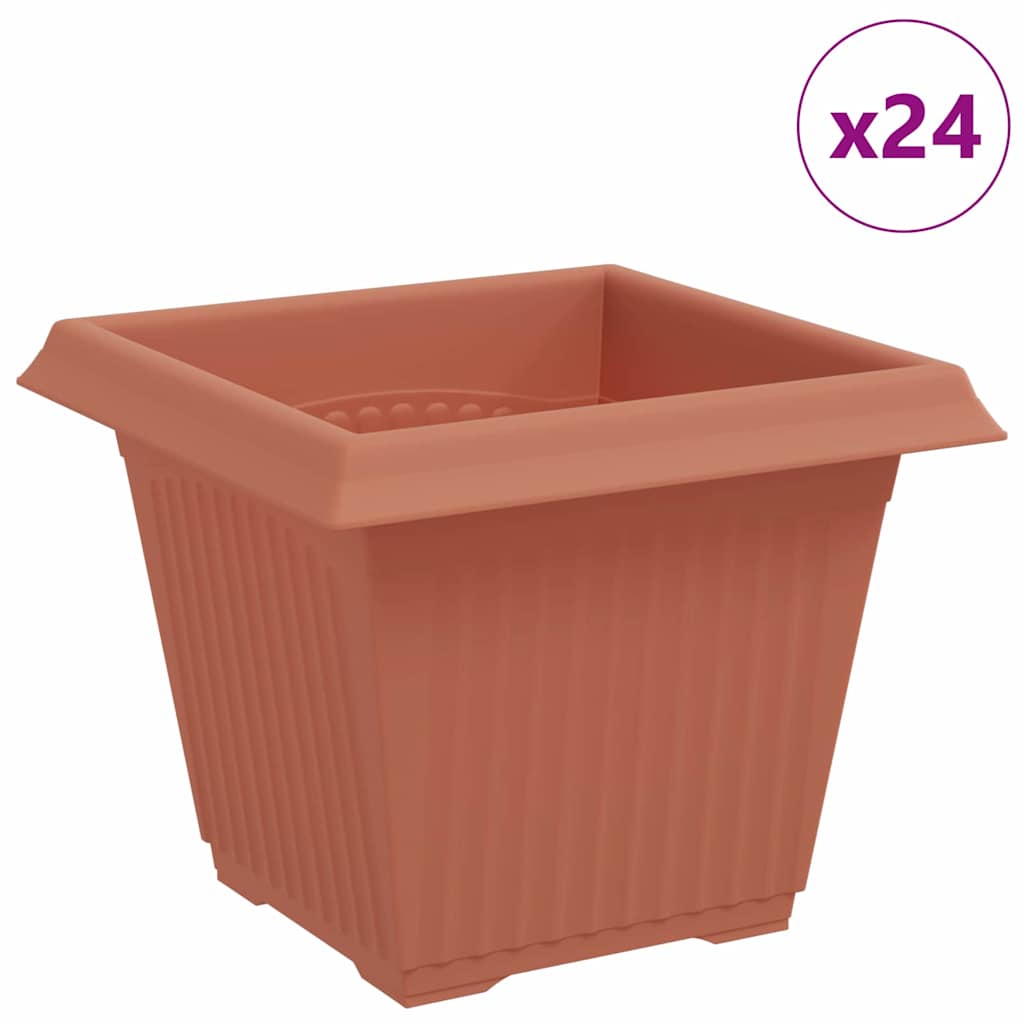 vidaXL Τετράγωνη Γλάστρα για Λουλούδια 24 pcs Κεραμιδί 20 x 20 x 16 εκ