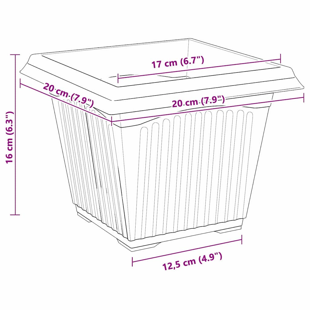 vidaXL Τετράγωνη Γλάστρα για Λουλούδια 24 pcs Κεραμιδί 20 x 20 x 16 εκ