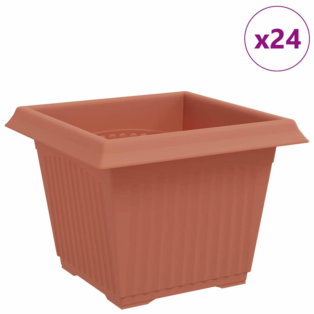 vidaXL Τετράγωνη Γλάστρα για Λουλούδια 24 pcs Κεραμιδί