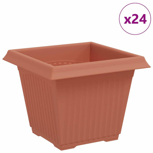 vidaXL Τετράγωνη Γλάστρα για Λουλούδια 24 pcs Κεραμιδί 33 x 33 x 26 εκ