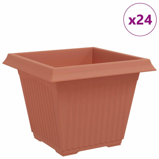 vidaXL Τετράγωνη Γλάστρα για Λουλούδια 24 pcs Κεραμιδί Πλαστικό