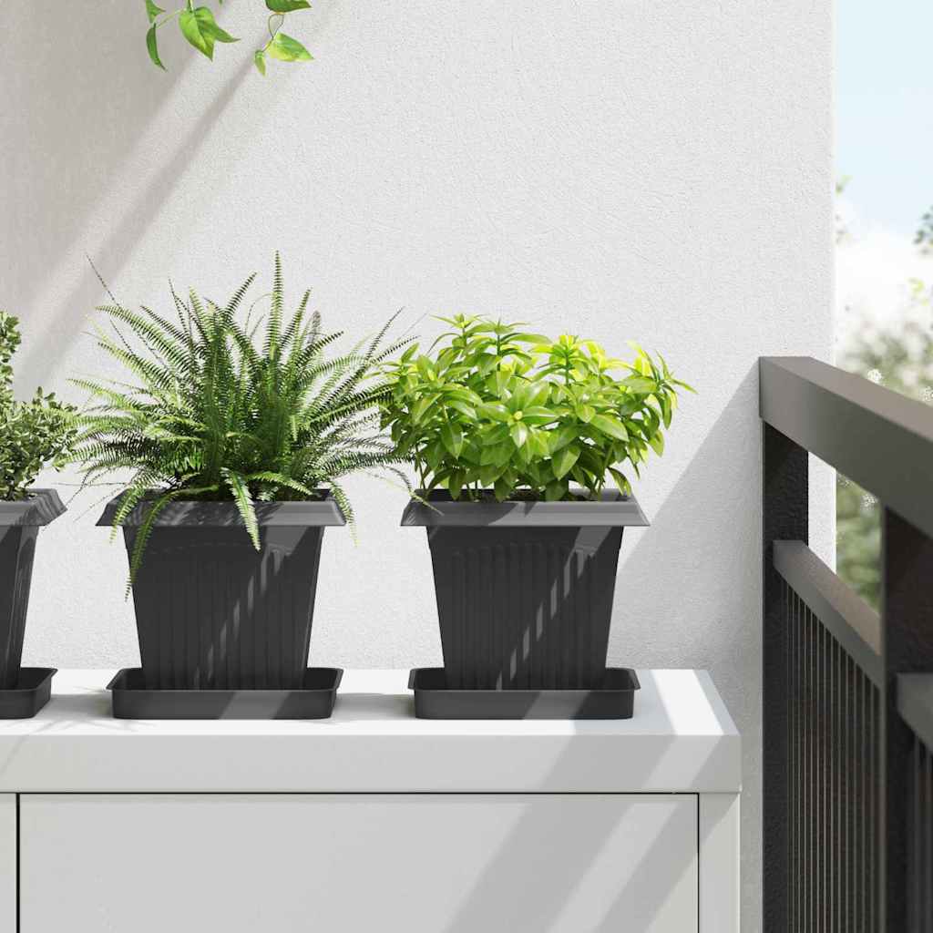 vidaXL Τετράγωνη Γλάστρα για Λουλούδια 24 pcs Μαύρο 16 x 16 x 14 εκ