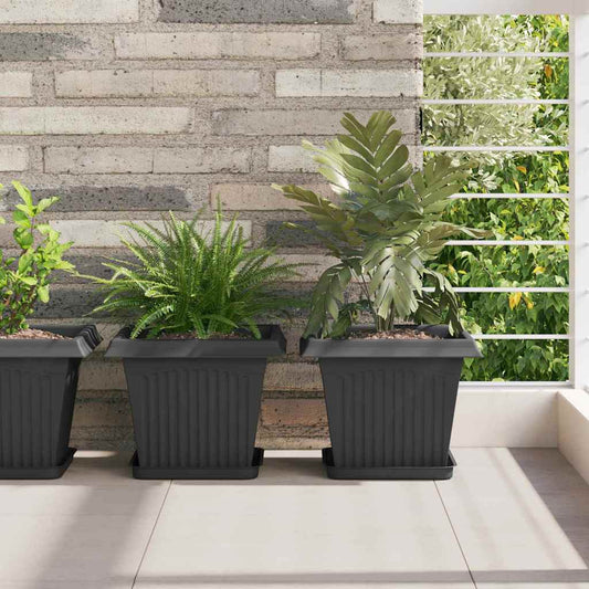 vidaXL Τετράγωνη Γλάστρα για Λουλούδια 24 pcs Μαύρο Πλαστικό
