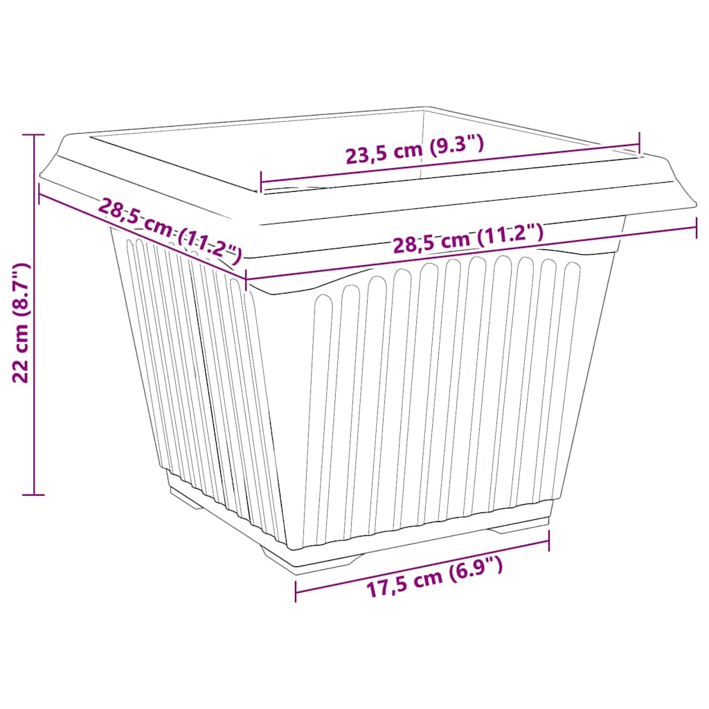 vidaXL Τετράγωνη Γλάστρα για Λουλούδια 24 pcs Μαύρο Πλαστικό