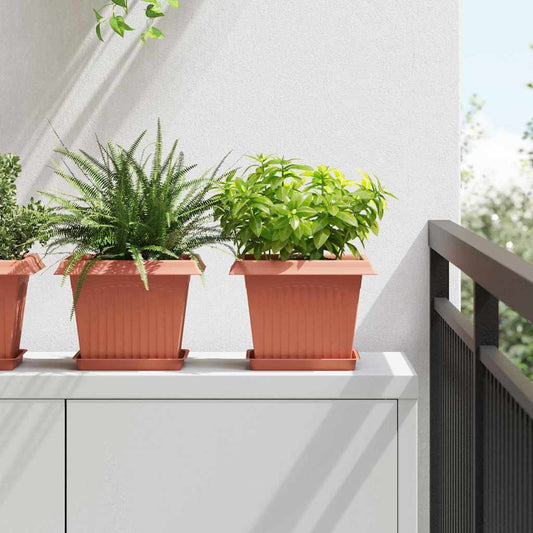 vidaXL Τετραγωνικός Δίσκος Λουλουδιών 6 pcs Κεραμιδί 18 x 18 x 2 εκ.