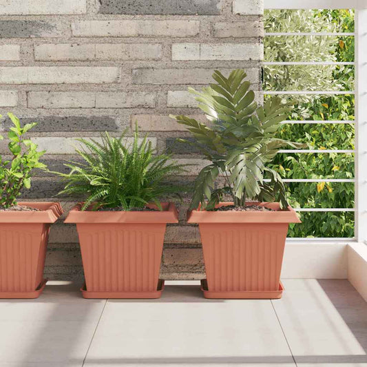 vidaXL Τετραγωνικός Δίσκος Λουλουδιών 6 pcs Κεραμιδί 21 x 21 x 2 εκ.