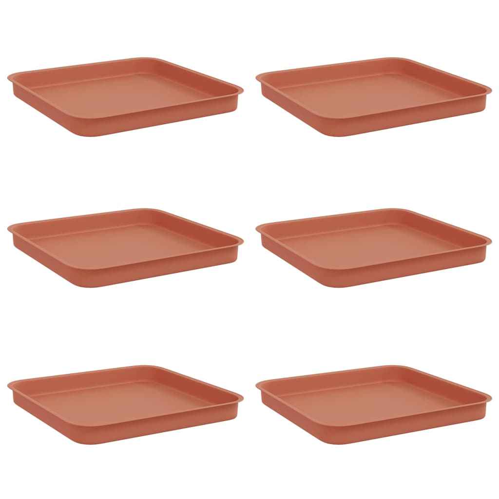 vidaXL Τετραγωνικός Δίσκος Λουλουδιών 6 pcs Κεραμιδί Πλαστικό