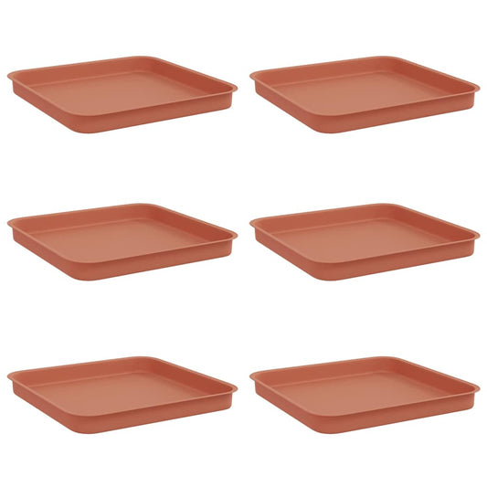 vidaXL Τετραγωνικός Δίσκος Λουλουδιών 6 pcs Κεραμιδί Πλαστικό