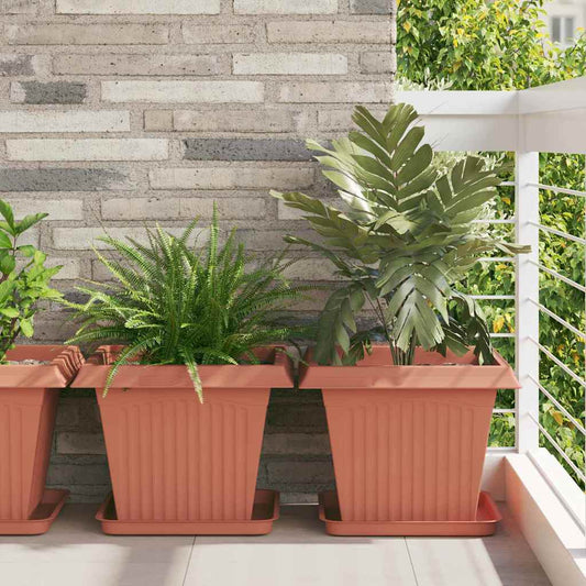 vidaXL Τετραγωνικός Δίσκος Λουλουδιών 6 pcs Κεραμιδί 36 x 36 x 2.5 εκ.