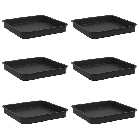 vidaXL Τετραγωνικός Δίσκος Λουλουδιών 6 pcs Μαύρο 15 x 15 x 2 εκ.