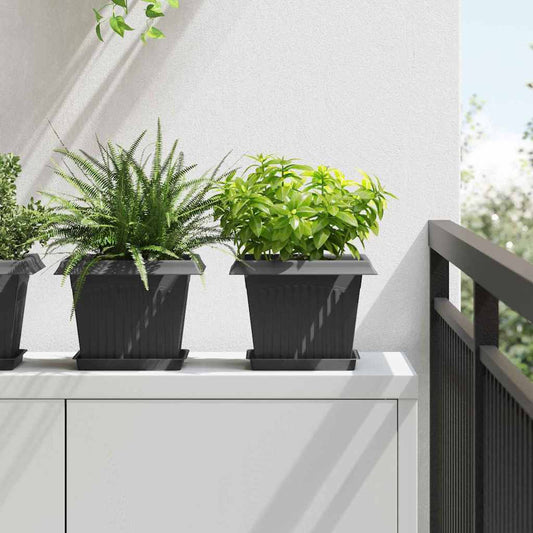 vidaXL Τετραγωνικός Δίσκος Λουλουδιών 6 pcs Μαύρο 18 x 18 x 2 εκ.