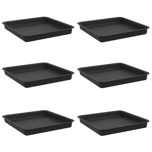 vidaXL Τετραγωνικός Δίσκος Λουλουδιών 6 pcs Μαύρο 18 x 18 x 2 εκ.