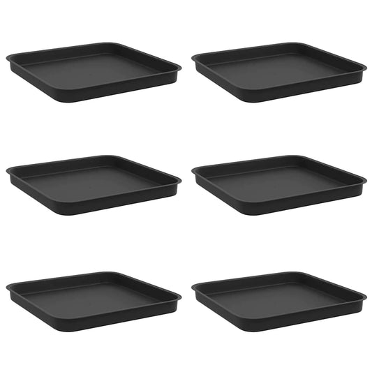 vidaXL Τετραγωνικός Δίσκος Λουλουδιών 6 pcs Μαύρο 21 x 21 x 2 εκ.