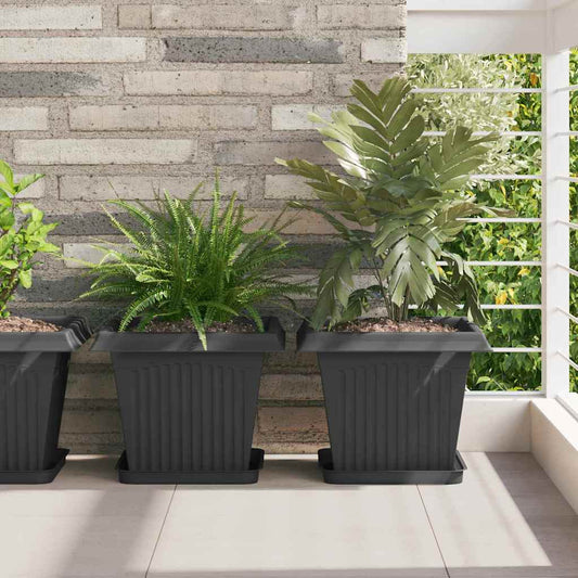 vidaXL Τετραγωνικός Δίσκος Λουλουδιών 6 pcs Μαύρο Πλαστικό