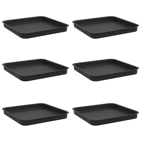 vidaXL Τετραγωνικός Δίσκος Λουλουδιών 6 pcs Μαύρο Πλαστικό