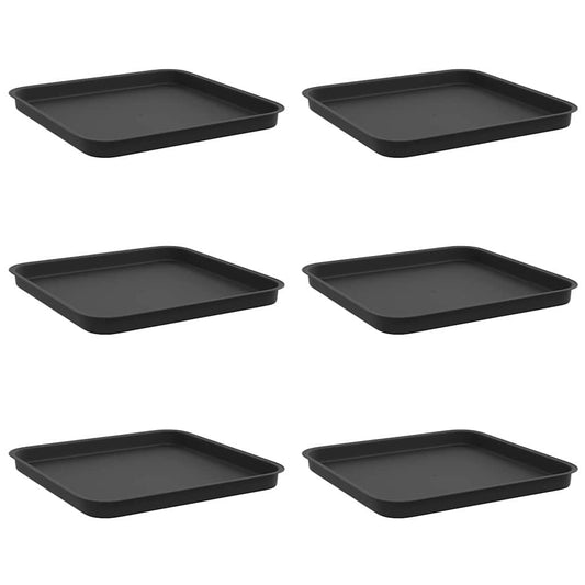 vidaXL Τετραγωνικός Δίσκος Λουλουδιών 6 pcs Μαύρο 32 x 32 x 2,5 εκ.
