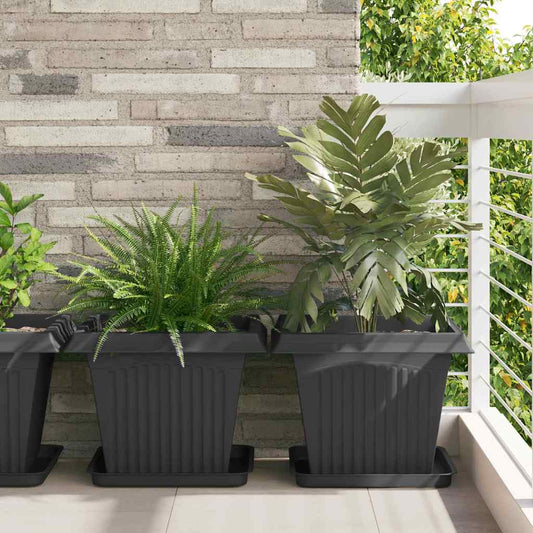 vidaXL Τετραγωνικός Δίσκος Λουλουδιών 6 pcs Μαύρο 36 x 36 x 2.5 εκ.