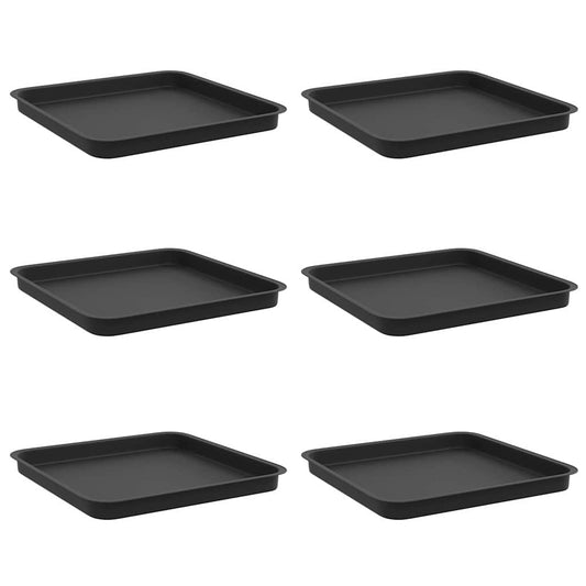 vidaXL Τετραγωνικός Δίσκος Λουλουδιών 6 pcs Μαύρο 36 x 36 x 2.5 εκ.