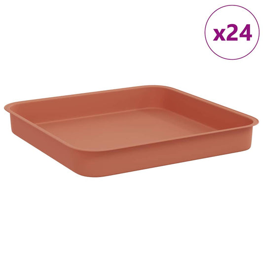 vidaXL Τετραγωνικός Δίσκος Λουλουδιών 24 pcs Κεραμιδί 15 x 15 x 2 εκ.