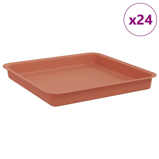 vidaXL Τετραγωνικός Δίσκος Λουλουδιών 24 pcs Κεραμιδί 18 x 18 x 2 εκ.