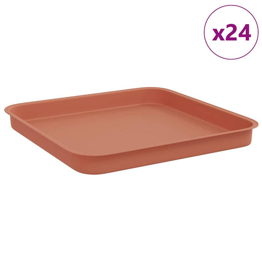 vidaXL Τετραγωνικός Δίσκος Λουλουδιών 24 pcs Κεραμιδί 21 x 21 x 2 εκ.