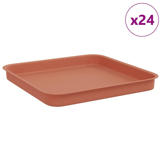 vidaXL Τετραγωνικός Δίσκος Λουλουδιών 24 pcs Κεραμιδί Πλαστικό