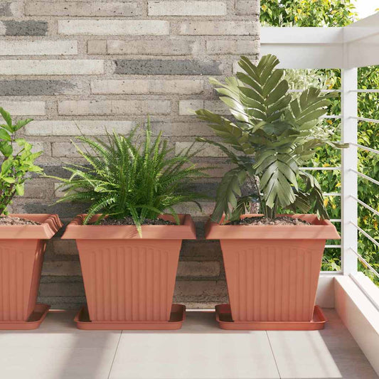 vidaXL Τετραγωνικός Δίσκος Λουλουδιών 24 pcs Κεραμιδί Πλαστικό