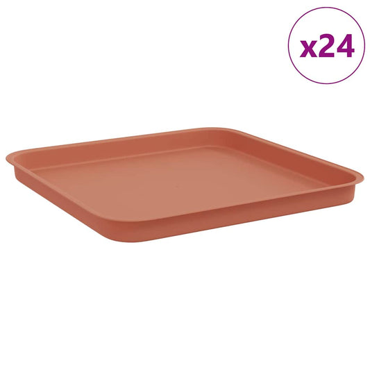 vidaXL Τετραγωνικός Δίσκος Λουλουδιών 24 pcs Κεραμιδί Πλαστικό