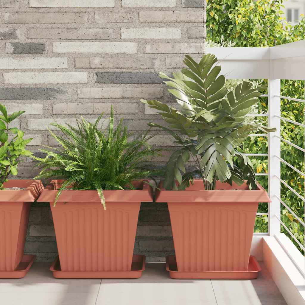 vidaXL Τετραγωνικός Δίσκος Λουλουδιών 24 pcs Κεραμιδί