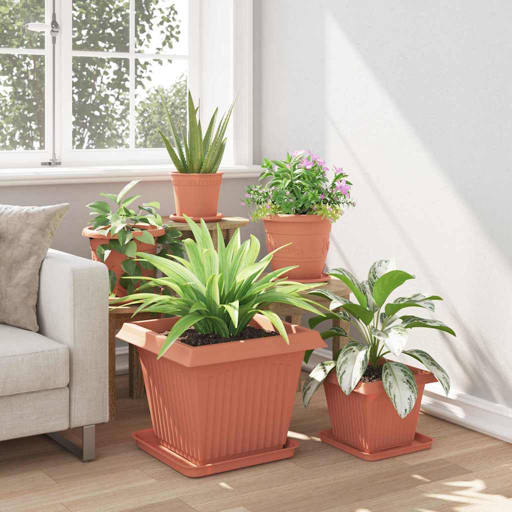 vidaXL Τετραγωνικός Δίσκος Λουλουδιών 24 pcs Κεραμιδί