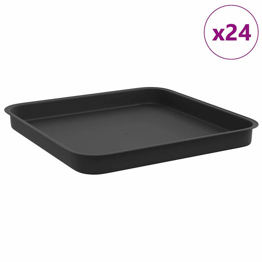 vidaXL Τετραγωνικός Δίσκος Λουλουδιών 24 pcs Μαύρο 21 x 21 x 2 εκ.