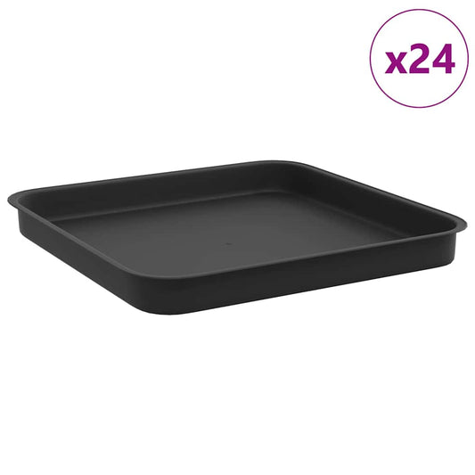 vidaXL Τετραγωνικός Δίσκος Λουλουδιών 24 pcs Μαύρο Πλαστικό