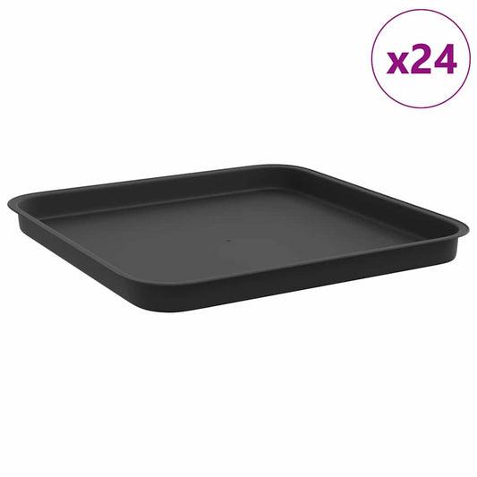 vidaXL Τετραγωνικός Δίσκος Λουλουδιών 24 pcs Μαύρο 32 x 32 x 2,5 εκ.