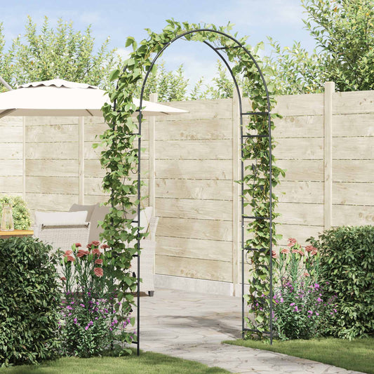 vidaXL Κήπος Αψίδα Floral Μαύρο 115 x 37 x 231 εκ.