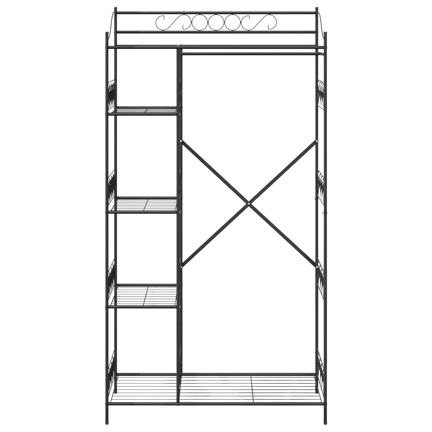 vidaXL Ανοιχτή Ντουλάπα με ράφι Μαύρο 100 x 43 x 188 εκ. Ατσάλι
