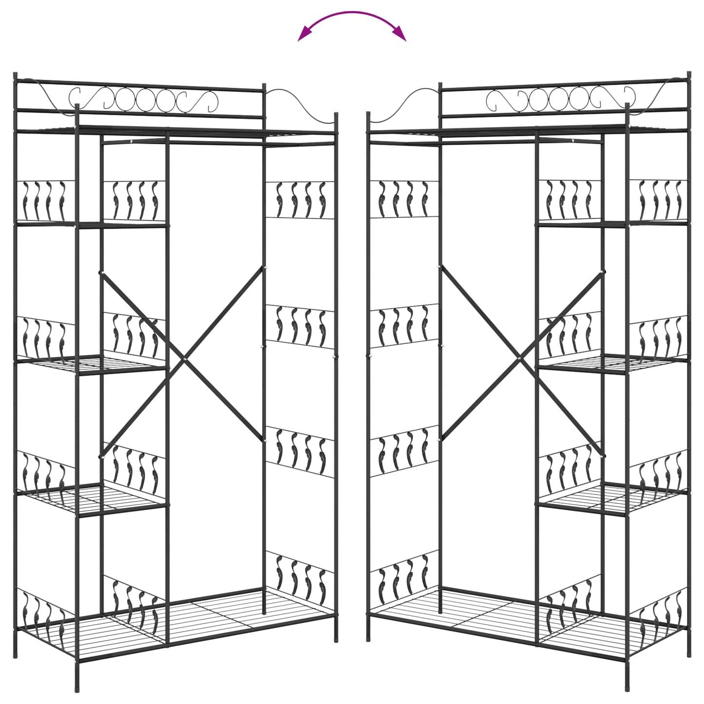 vidaXL Ανοιχτή Ντουλάπα με ράφι Μαύρο 100 x 43 x 188 εκ. Ατσάλι