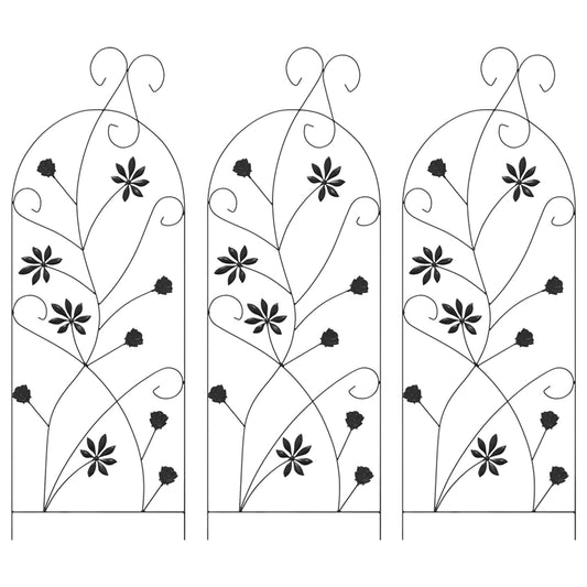 vidaXL Φράχτης Κήπου 3 pcs Μαύρο 112 x 40 εκ Ατσάλι