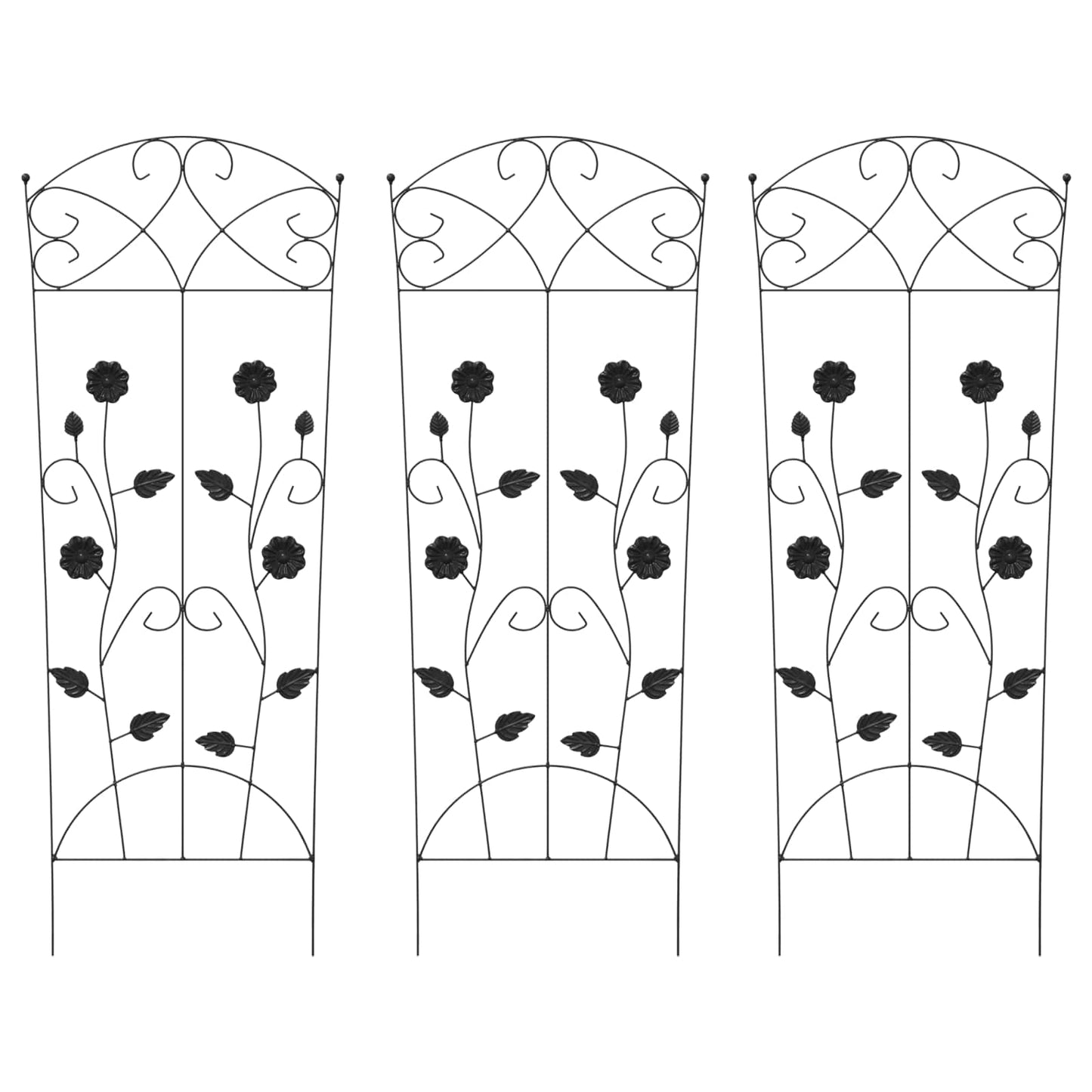 vidaXL Φράχτης Κήπου Καφασωτά 3 pcs Μαύρο 112 x 40 εκ Ατσάλι