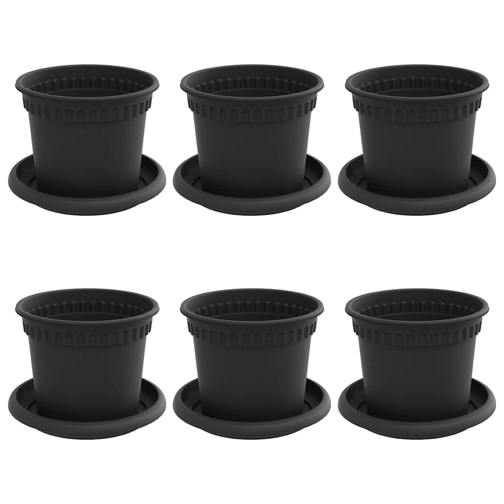 vidaXL Γλάστρες φυτών 6 pcs Μαύρο Ø 12,5 x 10 εκ Πλαστικό