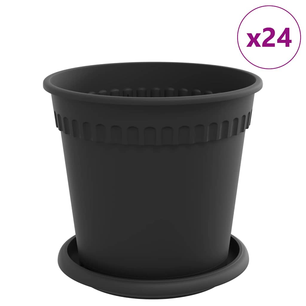 vidaXL Γλάστρες φυτών 24 pcs Μαύρο Ø 17 x 14 εκ Πλαστικό