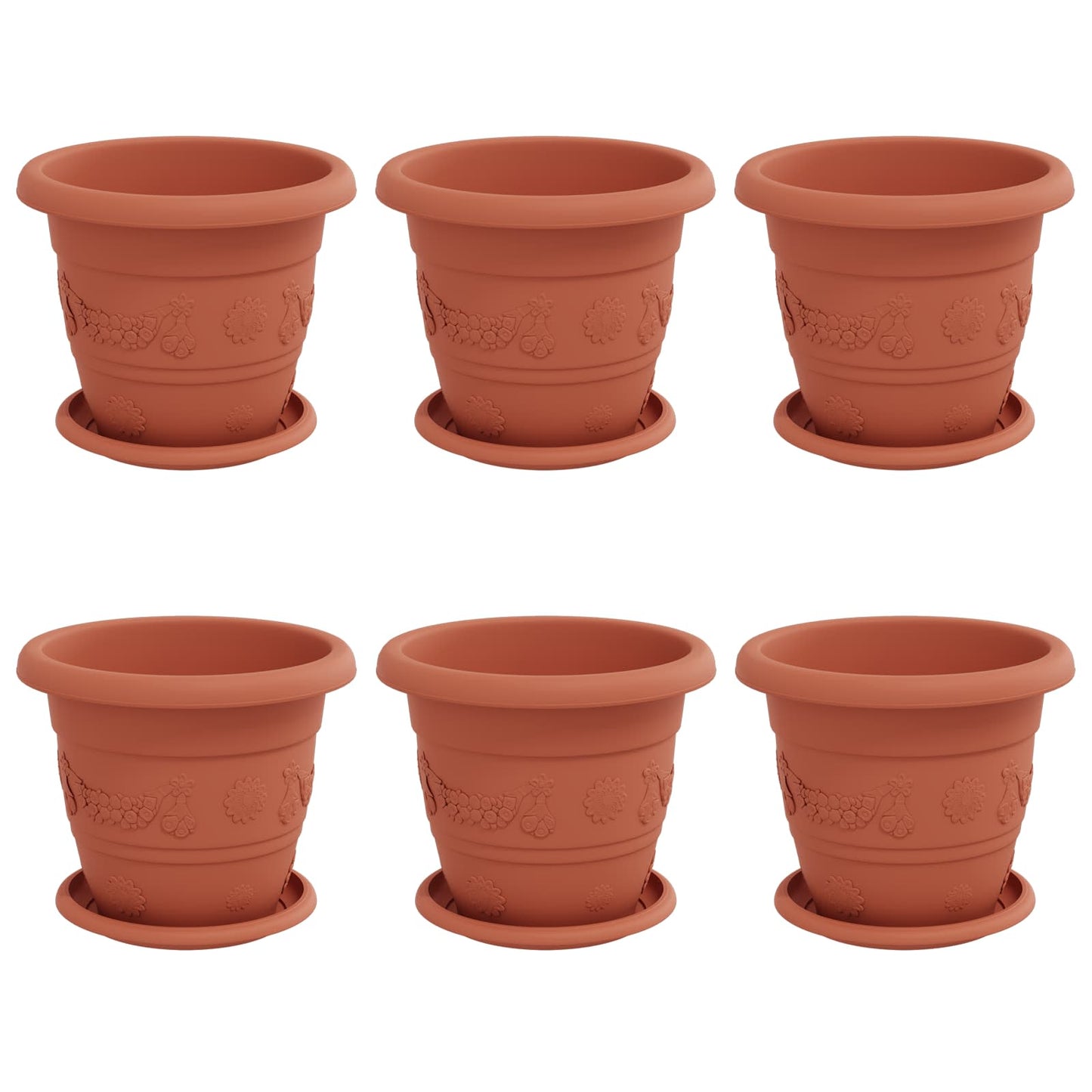 vidaXL Γλάστρες φυτών 6 pcs Κεραμιδί Ø 26 x 21.5 εκ Πλαστικό