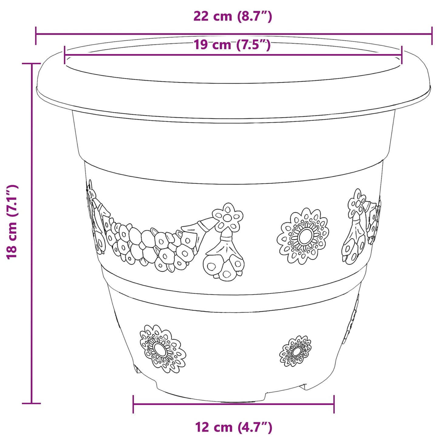 vidaXL Γλάστρες φυτών 6 pcs Κεραμιδί Ø 26 x 21.5 εκ Πλαστικό