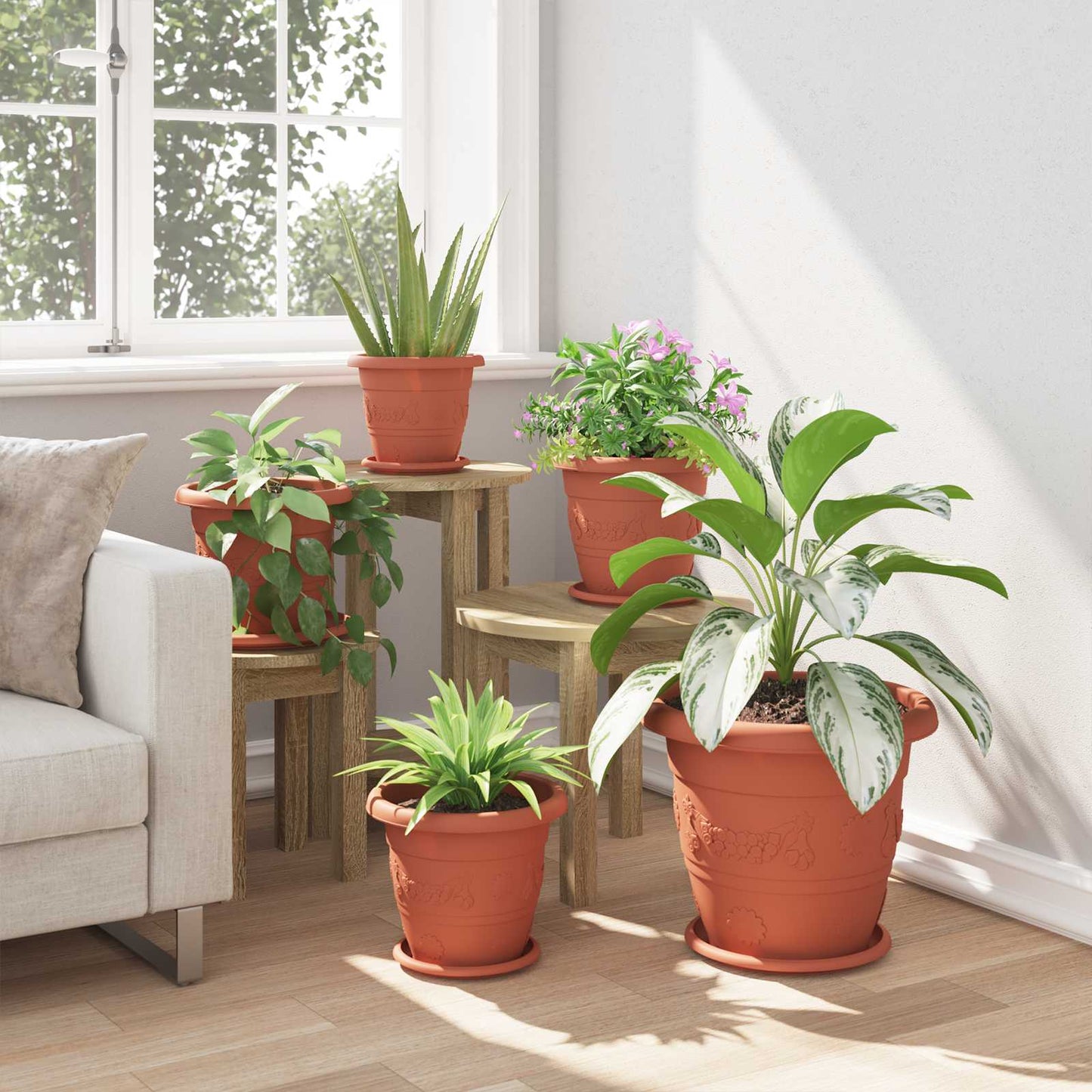 vidaXL Γλάστρες φυτών 6 pcs Κεραμιδί Ø 26 x 21.5 εκ Πλαστικό