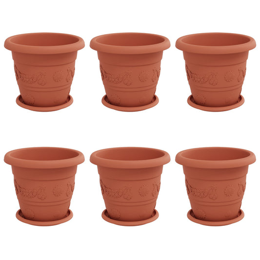 vidaXL Γλάστρες φυτών 6 pcs Κεραμιδί Ø 26 x 21.5 εκ Πλαστικό